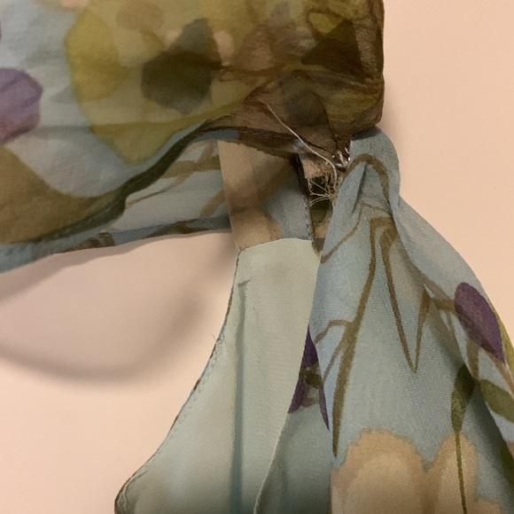 bcbg midi summer silk floral dress  blue/green/purple, lightweight - Picture 4 of 6